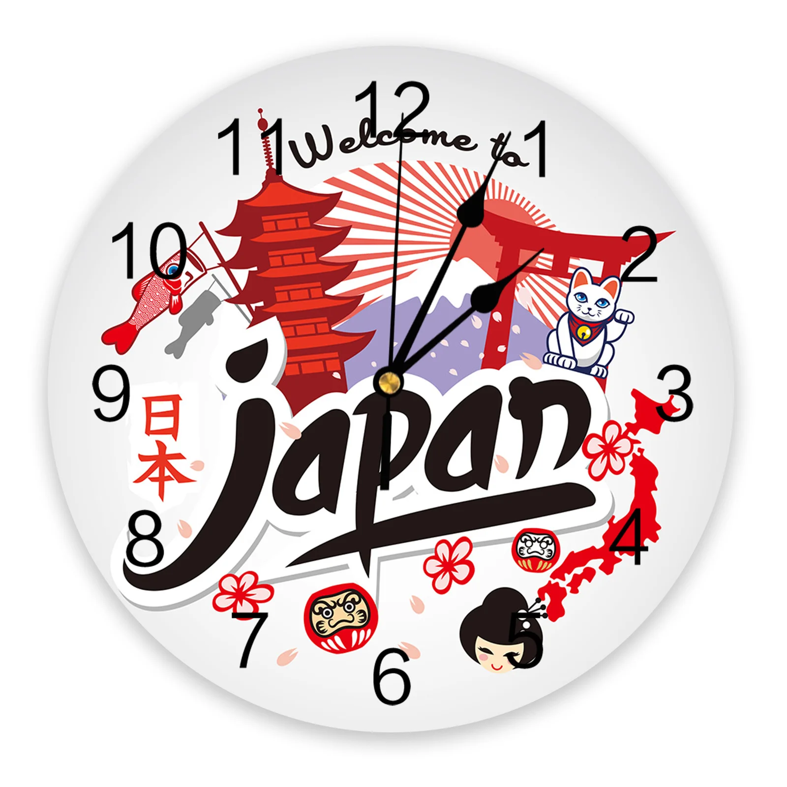 

Japan Mount Fuji Cherry Blossoms Clocks Wall Home Decor Modern Kitchen Room Bedroom Living Room Decor Wall Clock