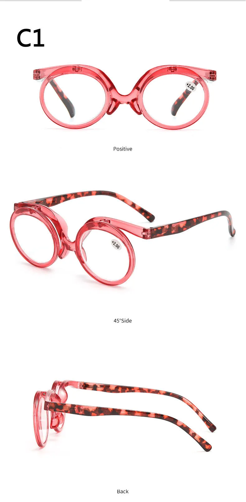 BOYSEEN Flip Up Lesebrille Mann Weitsichtige Brille Frau Make-up Brille Hyperopie – Detail 11