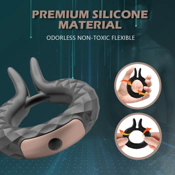 HESEKS Penis Cock Ring Vibrator Delay Ejaculation Sex Toys for Men Couple Clitoris Stimulation Couple Sex Toy 4