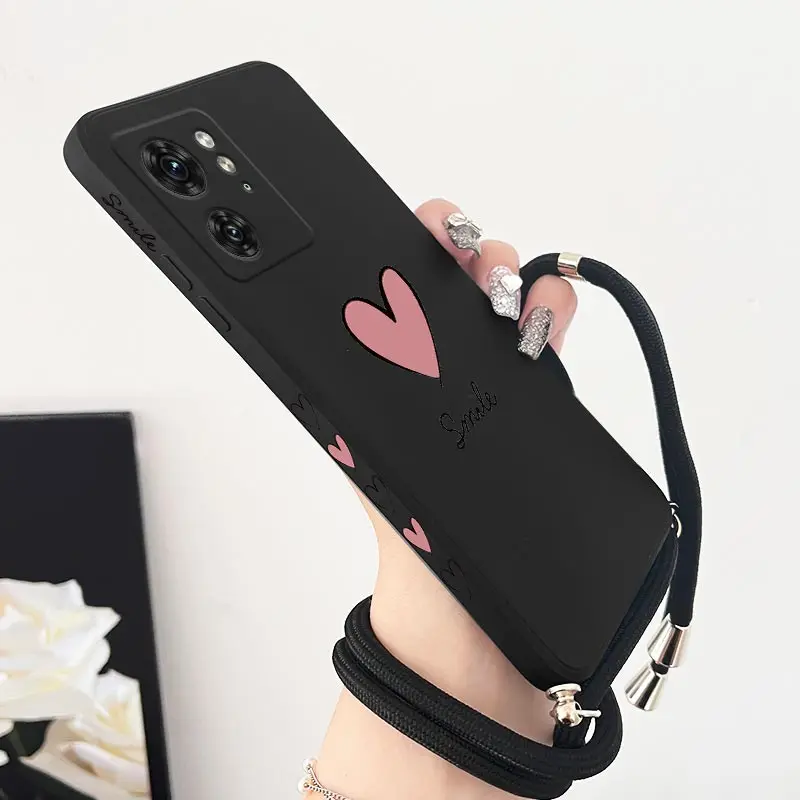 Vibrant Red Heart Silicone Phone Lanyard Case