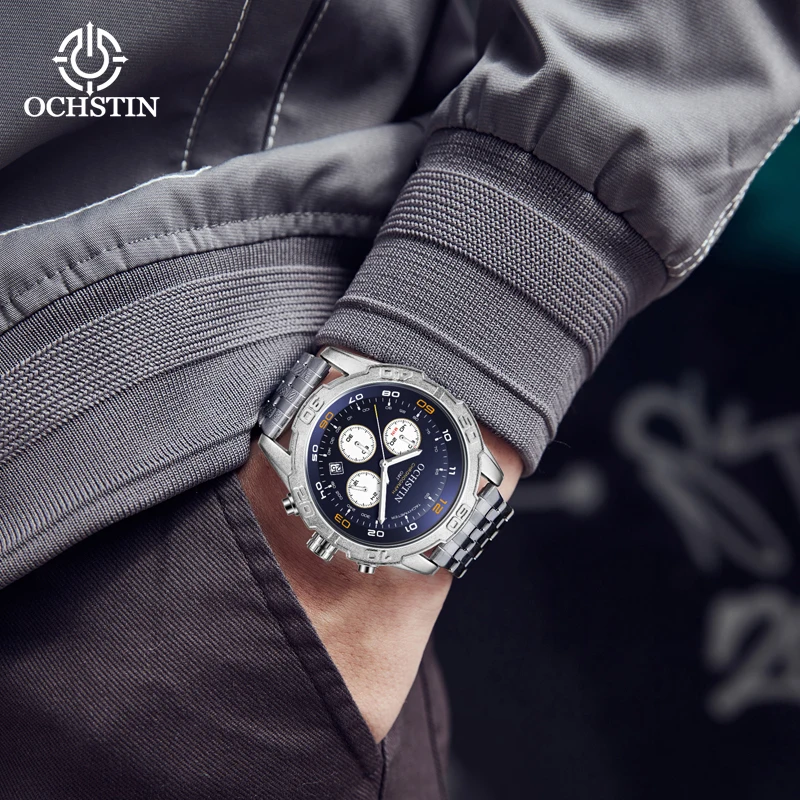 Top luxury brand stainless steel glow in-the dark men's watch luxury trend perpetual calendar waterproof multi functional watchi
