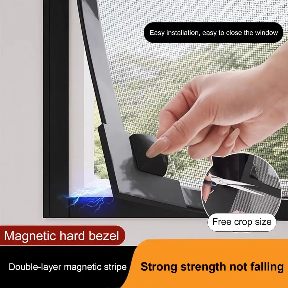 Easy to Assemble Window Screen Magnetic Anti-mosquito Screen with Strong Adhesion Adjustable Mesh Window for Prevention View 4