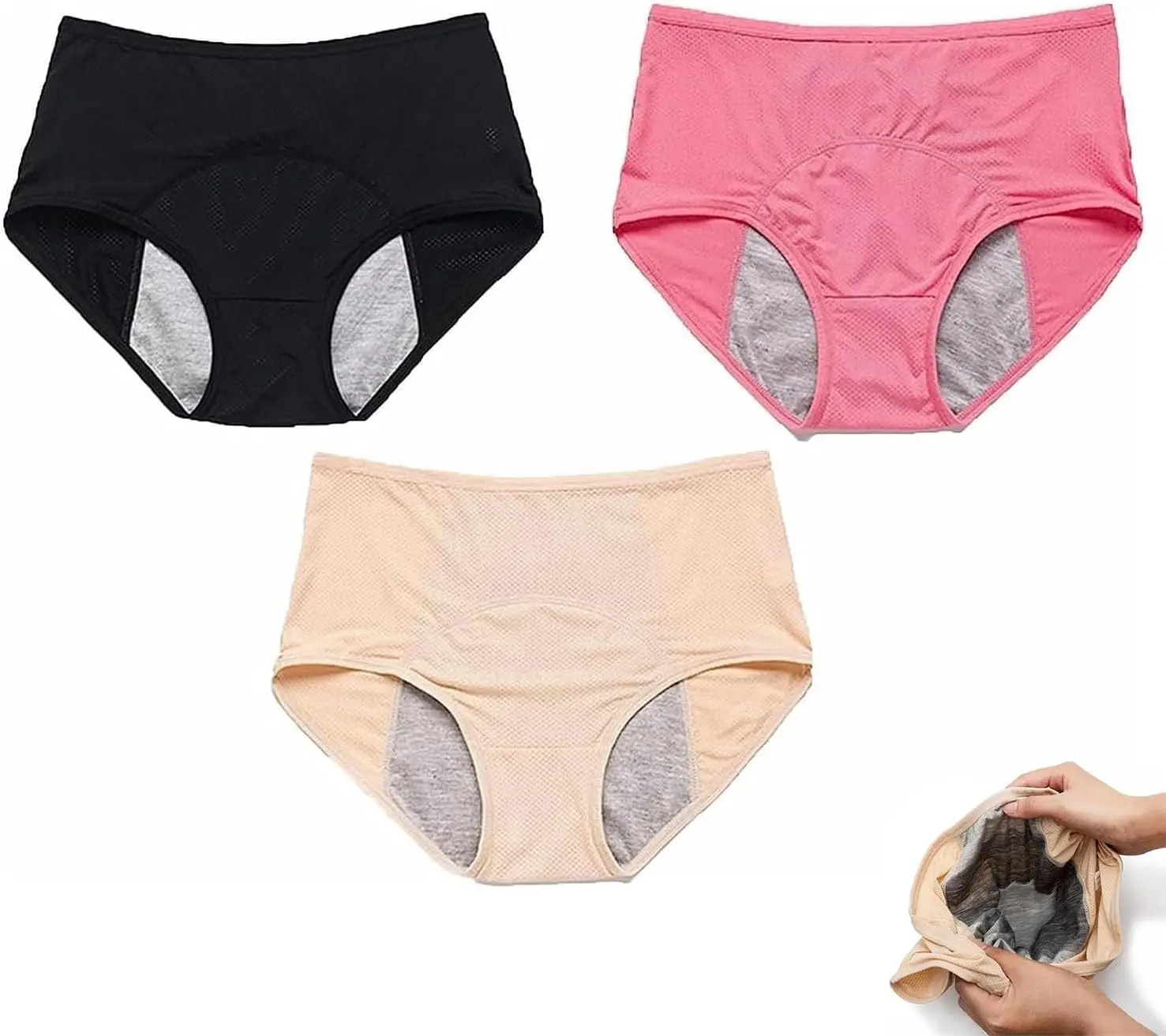 3 Pack Set Everdries Leakproof Ladies Underwear - Everdries Leakproof Panties for Over 60#s Incontinence Female Breathable Pants
