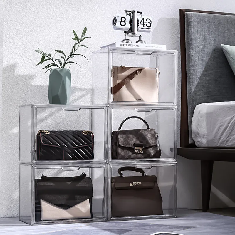 Luxury Handbag Display Box Dustproof Bag Books Organizer Transparent  Acrylic Lady Bag Storage Box Home Decor Handbag Showbox - Storage Boxes &  Bins - AliExpress