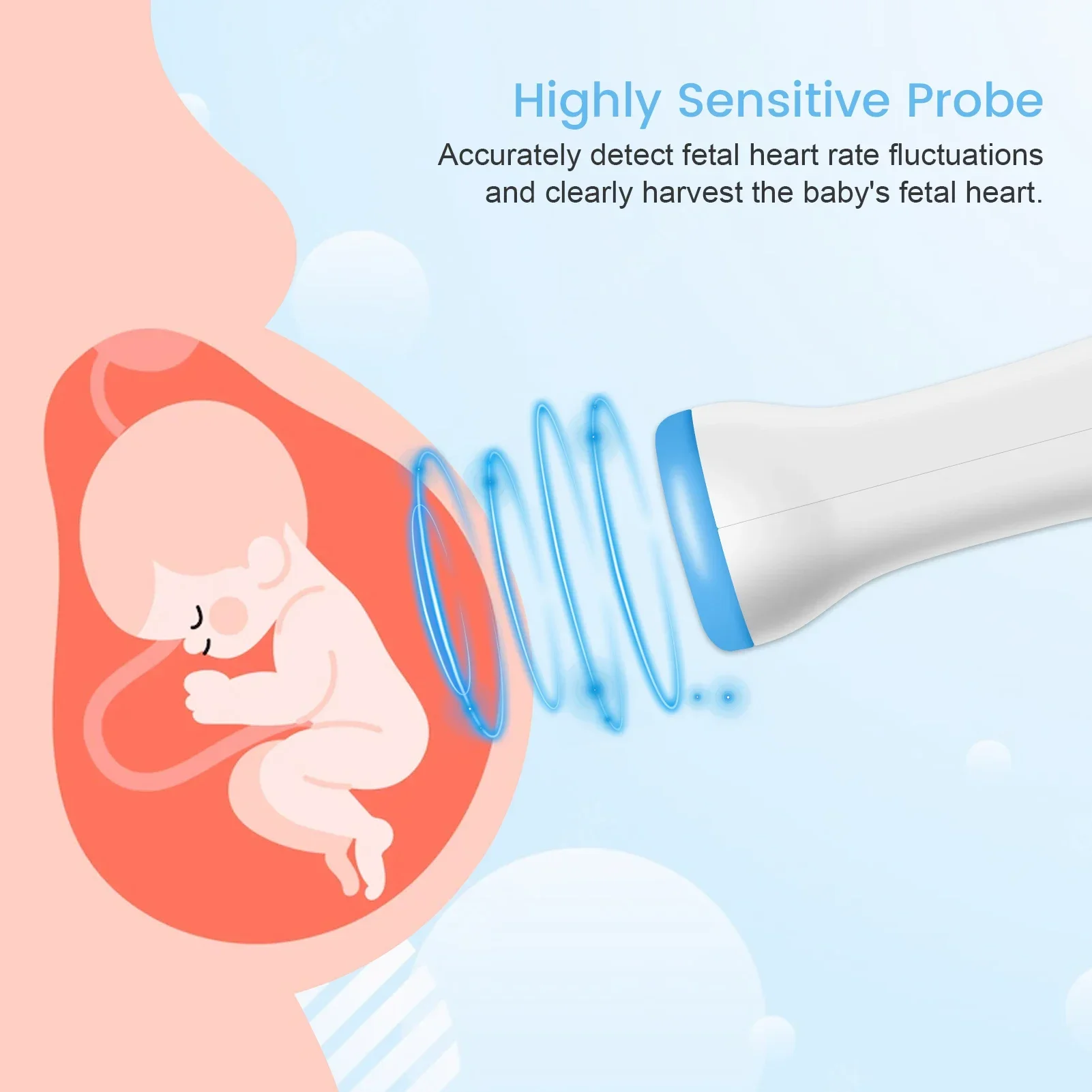3MHz Doppler Fetal Monitor Baby Heartbeat Monitor Pregnancy Digital Fetal Doppler Stethoscope Baby Heart Beat Detector Mom
