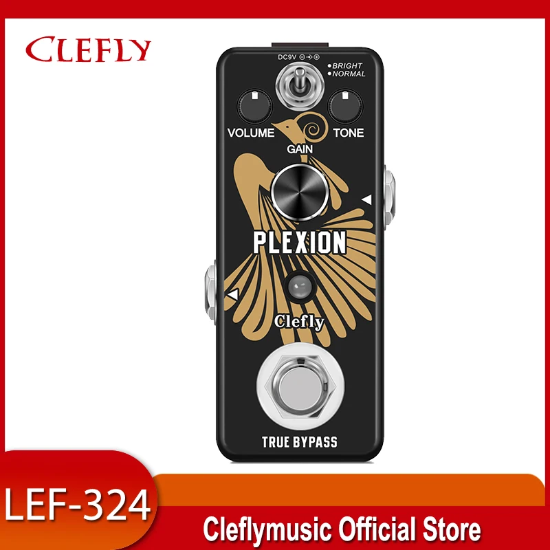 

CLEFLY-Plexion Distortion Pedals Classic Analog Distortion Effect Pedal Bright and Normal 2 Modes True Bypass LEF-324