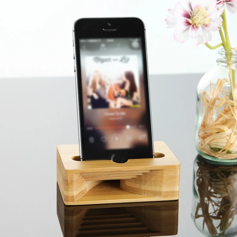 

Multifunctional Desktop Cell Phone Bracket Wooden Sound Amplifier Holder Stand Loudspeaker Tabletop Display Rack