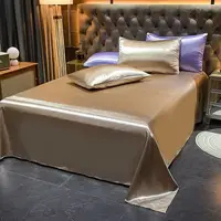 1pc Rayon Flat bed sheet Solid Color Simulated Silk BedSheet High Quality Gold Fitted Sheet Home Textile (without pillowcase) 1