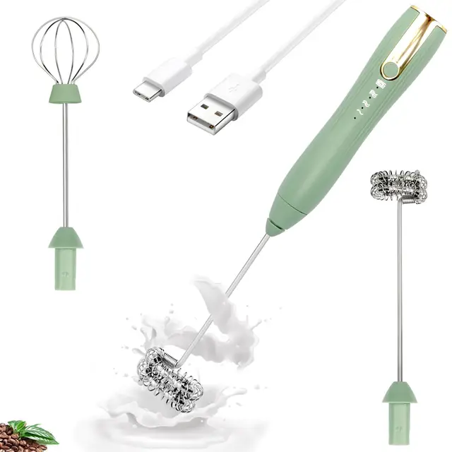 Frullino per le uova elettrico ricaricabile con staffa di supporto Frusta a mano regolabile a 3 velocità Miscelatore per bevande Montalatte per caffè, Matcha 1