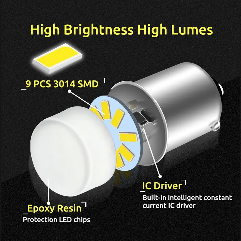1156 P21W P21 5W 1157 BA15S BAY15D Led �ڵ��� ��ȣ ����, �ְ� �����, 12V �ڵ� �Ȱ���, ȭ��Ʈ ���� ���ο�, 2 ��