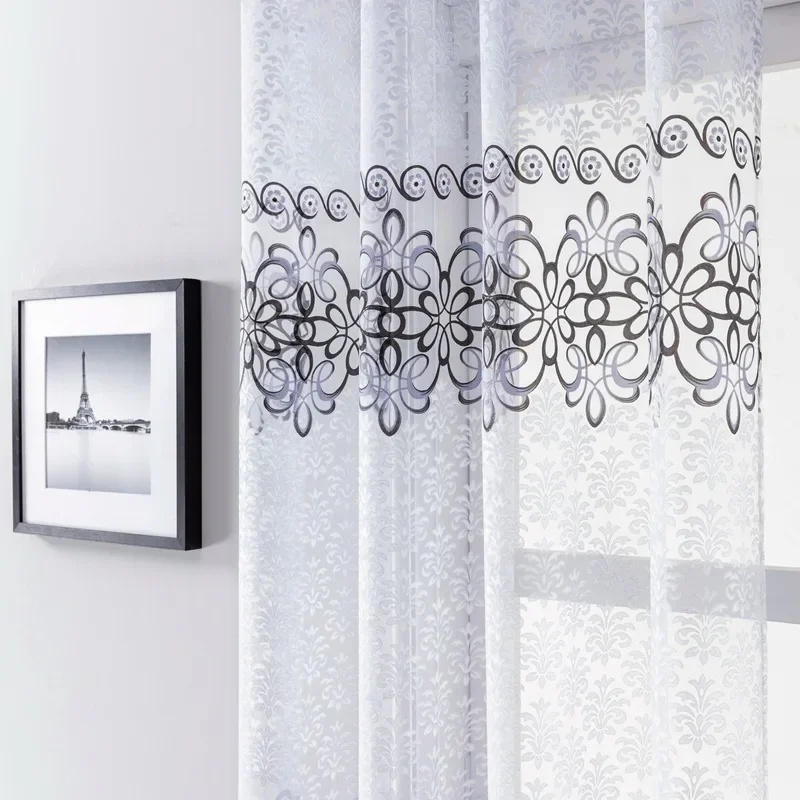 Sheer Curtain for Living Room Europe Pastoral Tulle Curtain Window Bedroom Brown Drape Kitchen Fabric sheer curtains window curtains decor curtains light filtering curtains