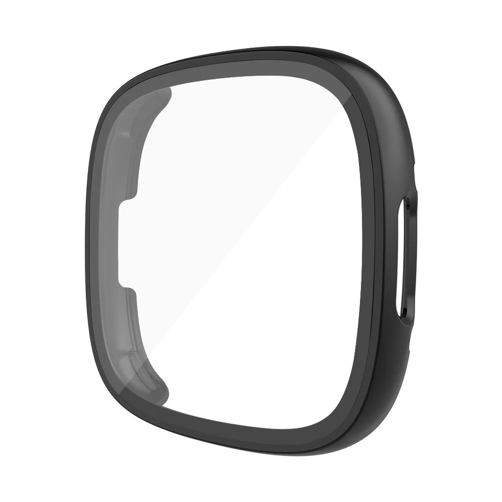 Enhanced Full Coverage Screen Protector Case for Fitbit Smartwatches - Durable PC Material with Glass Protection