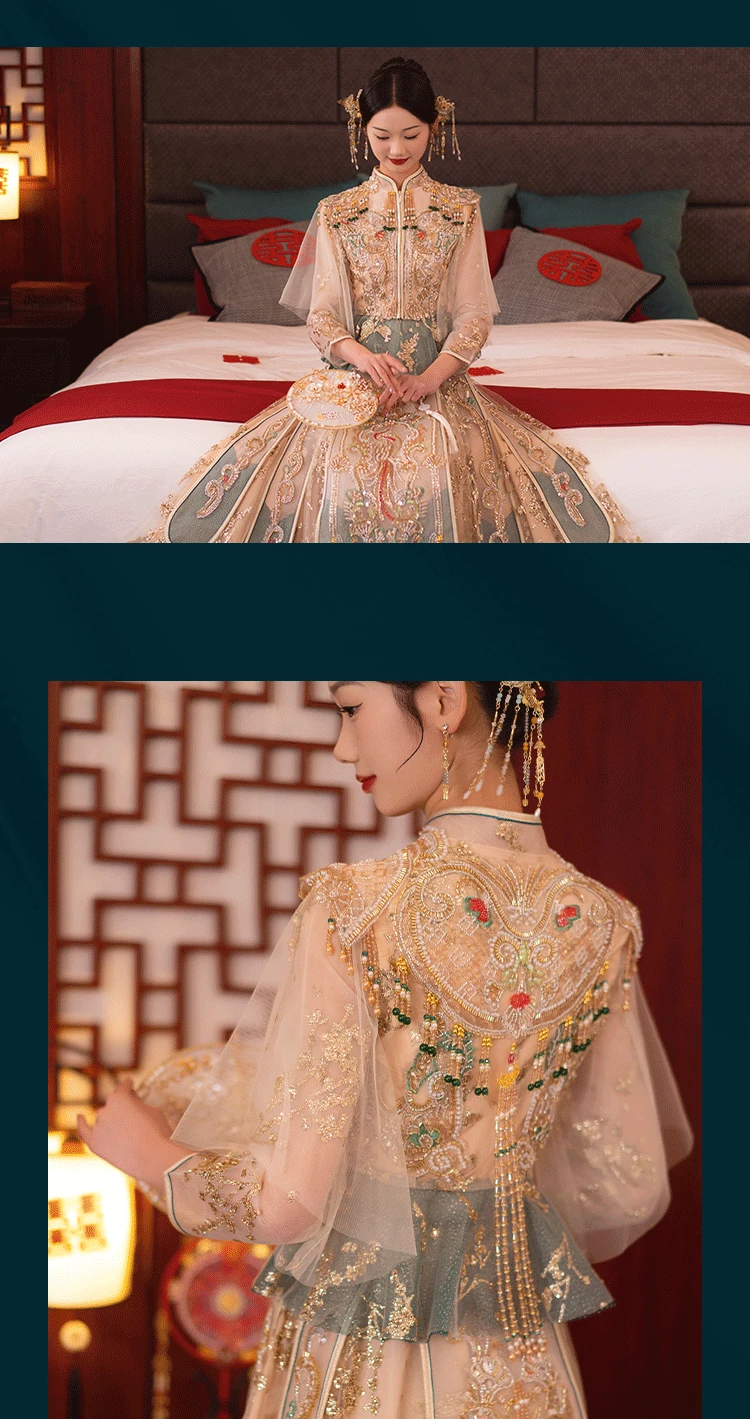 golden sun china dress Golden Traditional Chinese Tang Dynasty Hanfu Dress Set main image 1