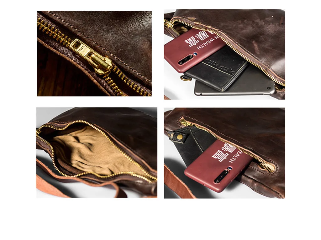 Fashion designer high-quality genuine leather men's multifunctional chest bag designer luxury real cowhide teens crossbody bag
