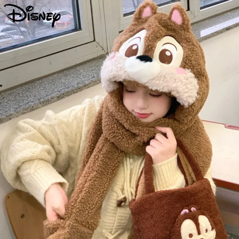 

Disney Chip Dale Cartoon Anime Women Plush Long Ear Hats Cute Decorative Winter New Kawaii Warm Caps Teen Cosplay Birthday Gift