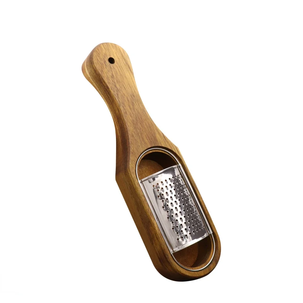 Cheese Grater Kitchen Grater Stainless Steel Cheese Grater with Removable Acacia Wood Collector Cheese Grater With Box Tools Server