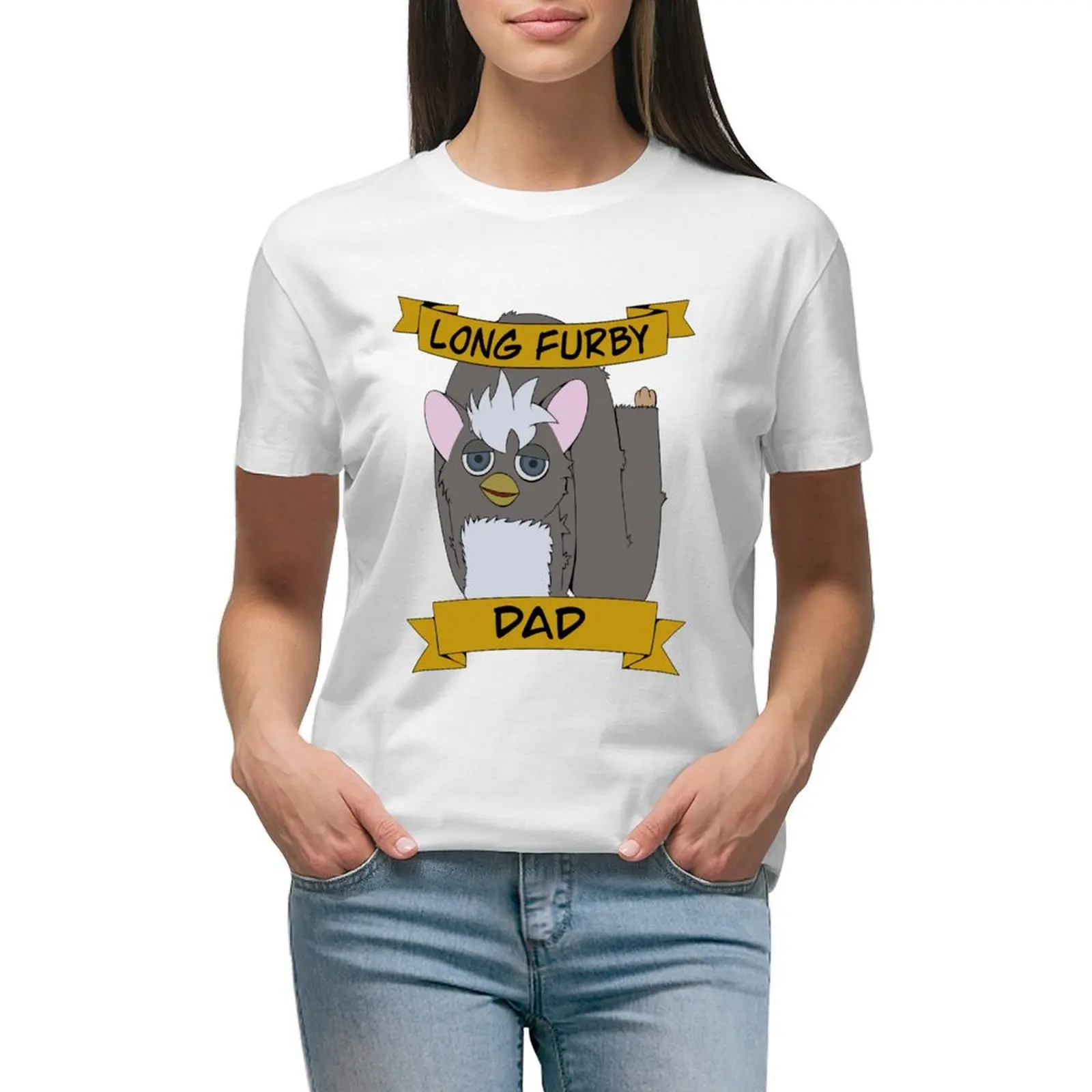 Long Furby Dad T-Shirt Anime Clothes Kawaii Clothes Tees Tops For Women