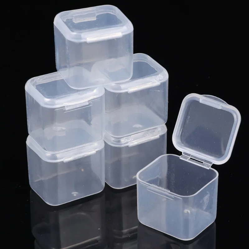 

5/10pcs Mini Square Storage Box Transparent Earrings Rings Jewelry Beads Packaging Storage Case Small Jewelry Organizer Box