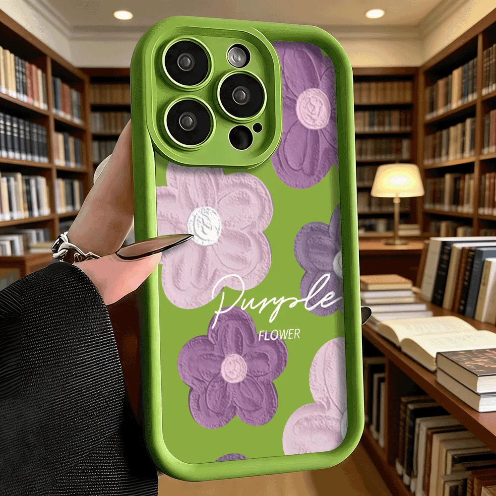 Elegant Embossed Purple Flowers Phone Case - Anti-Scratch, Flexible Gel Protection