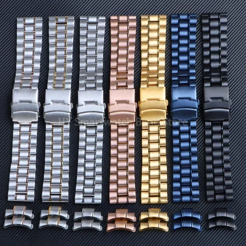 Luxury Stainless Steel Watch Strap with Curved End
