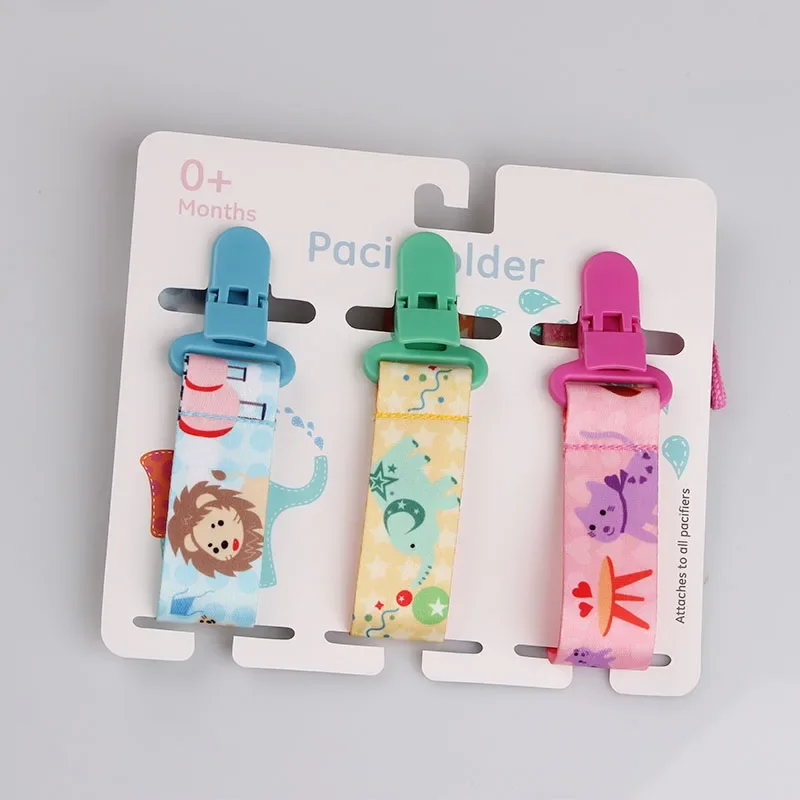 3Pcs/lot Cartoon Print Baby Pacifier Clip Pacifier Chain Dummy Nipple Holder for DIY Nursing Soother Holder Newborn Feeding Gift