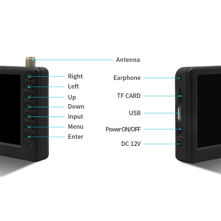 Superior 5inch Mini Digital TV DVB/ATSC/ISDB-TTelevision with Battery TV Stand