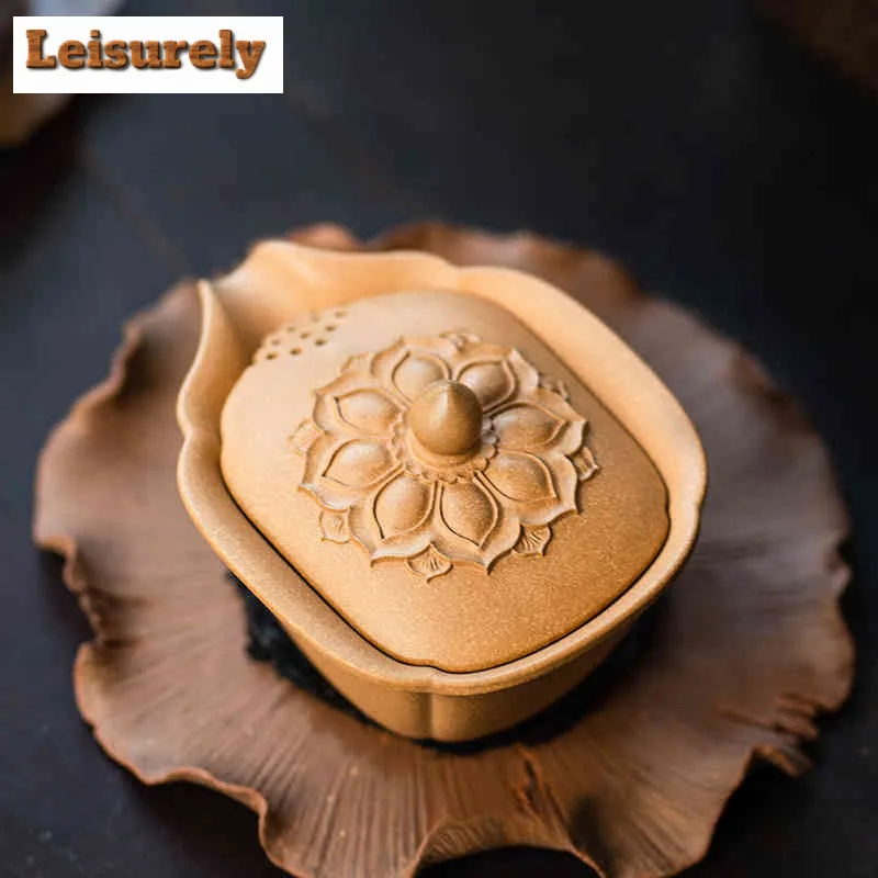 150ml Retro Yixing Purple Clay Teapots Handmade Lotus Flower Hand Grab Pot Raw Ore Mud Kettle Zisha Tea Set Cafes Supplies Craft