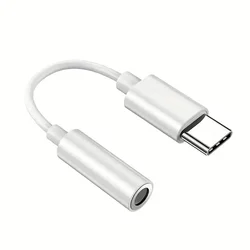 Universal USB C to 3.5mm Audio Adapter Earphone Jack Converter (WHITE)