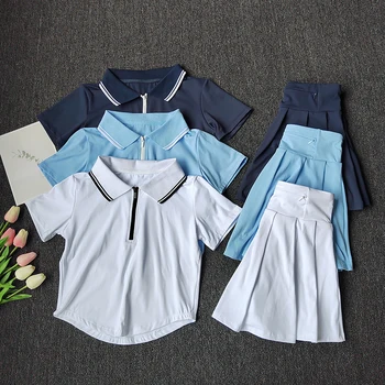 Tennis Skirt for Women in Summer Yoga Suit Short-sleeved T-shirts Marathon Badminton Golf Suit Sports Skirt Top Fitness Set