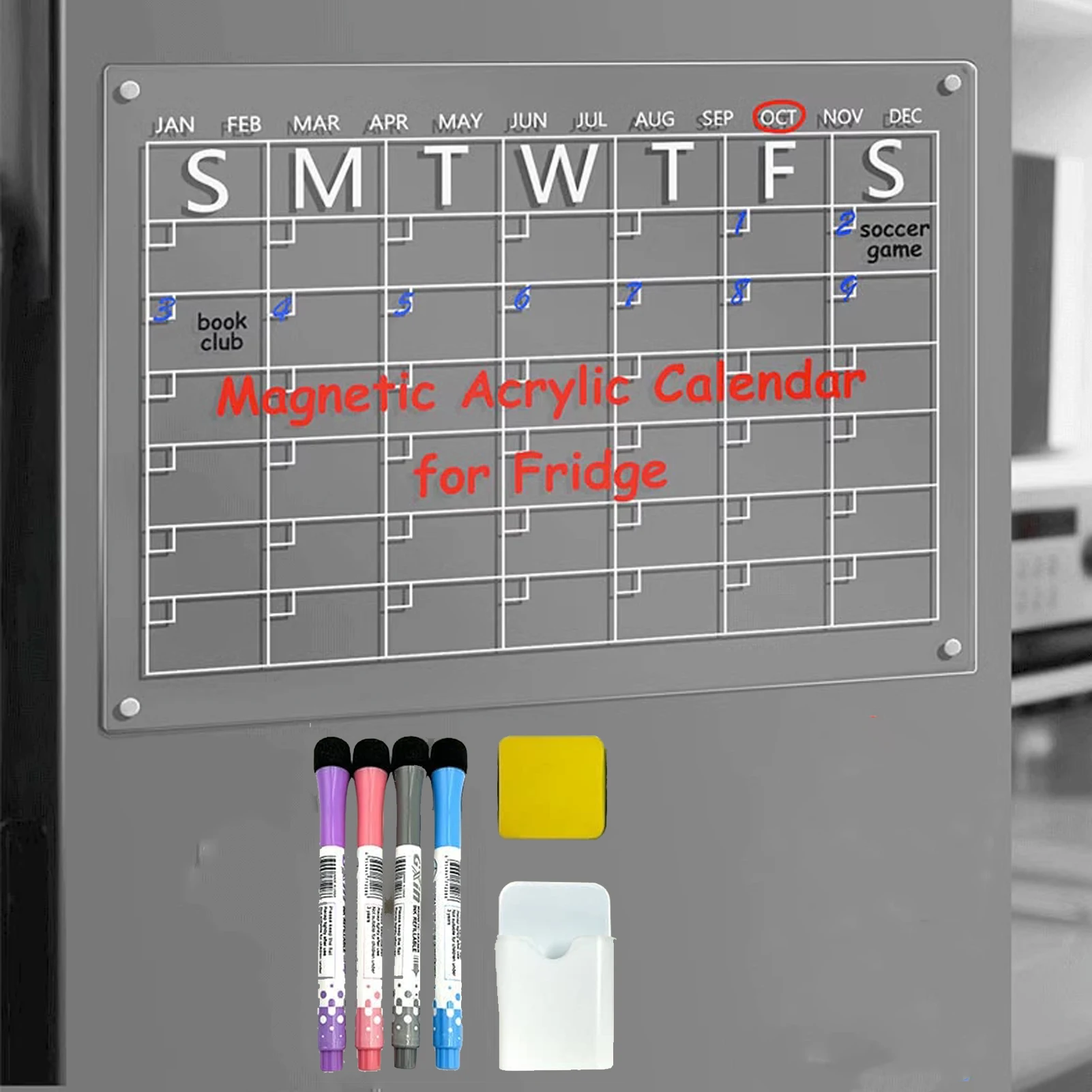 Sinknap Calendrier mensuel magnétique avec stylos marqueurs Anti