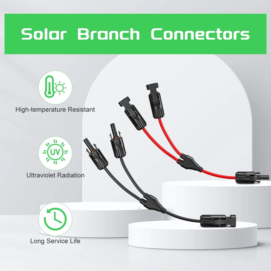 Solar Panel Connector Cable 1 Pair Y Branch Solar Panel 30A Cable Connector FFM MMF PV Wire T Splitter Photovoltaic 2pcs Solar Panel Cable Wire Connector