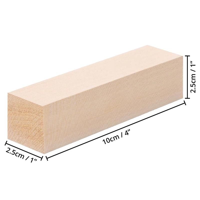 Large Carving Wood Blocks (10 Pack) 4 X 1 X 1 Inches Unfinished Basswood Project Craft Kit DIY Hobby Set For Beginners wood routers for sale