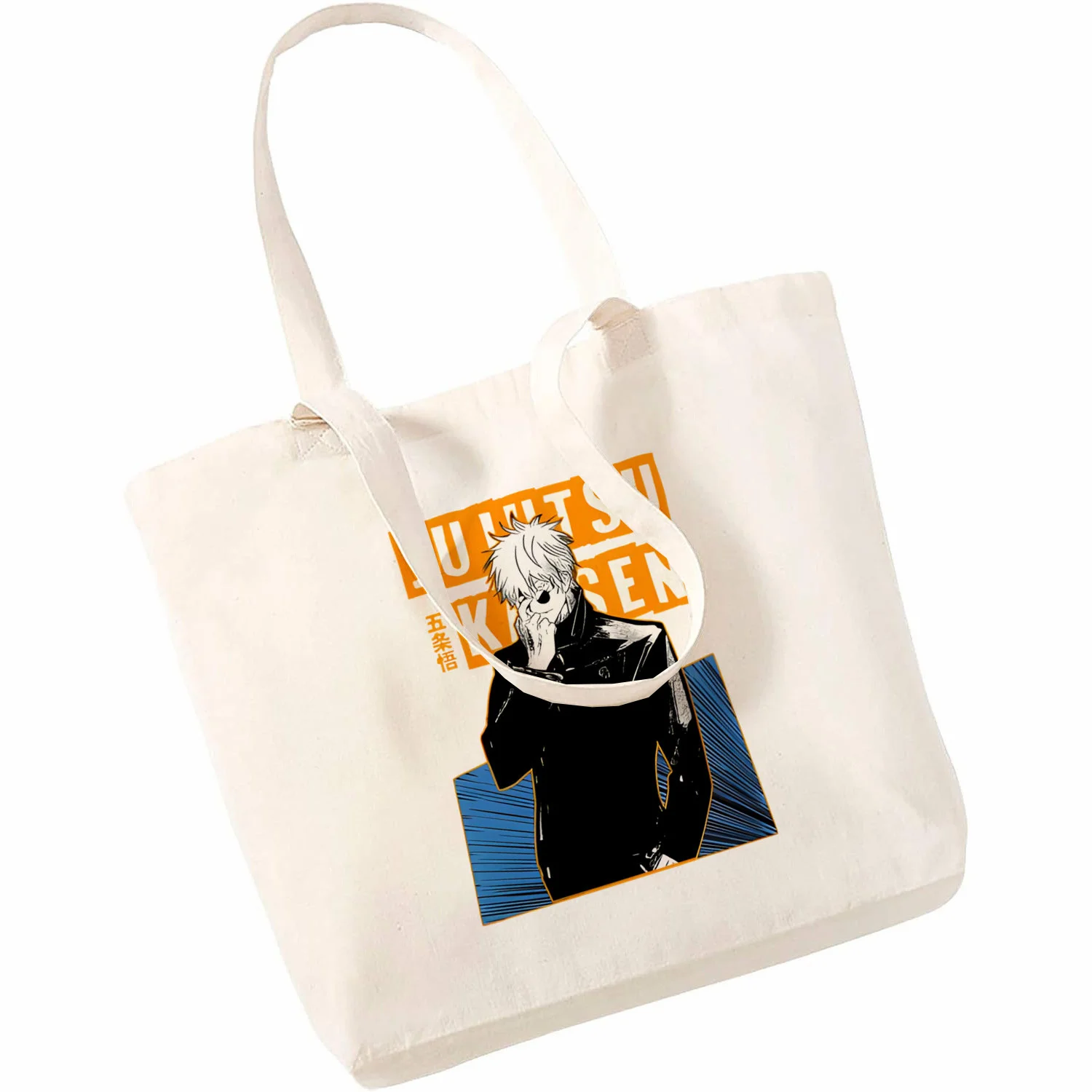 

Manga Japanese Anime Jujutsu Kaisen Gojo Satoru Anime Tote Bag Ladies Harajuku Shopping Bags Canvas Printed Reusable ClothBag