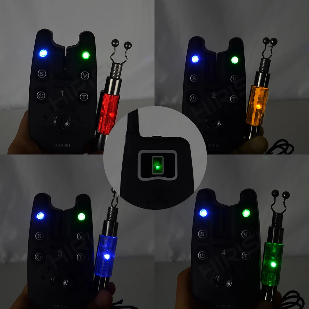 Alarma de mordida de pesca inalámbrica, juego de 1 + 4 con 4 piezas, swinger iluminado en funda EVA para pesca de carpa B1203S