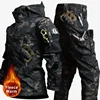 Winter Tactical Sets Men Multi-Pocket Hooded Jackets+Straight Cargo Pant 2 Pcs Suits Camo Waterproof Windproof Tactical Set New 1