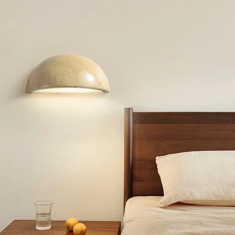 CoCo Design Sense Semi Circular Living Room Corridor Background Wall Light Bedside Stone Lamp for Bedroom Entrance Lighting