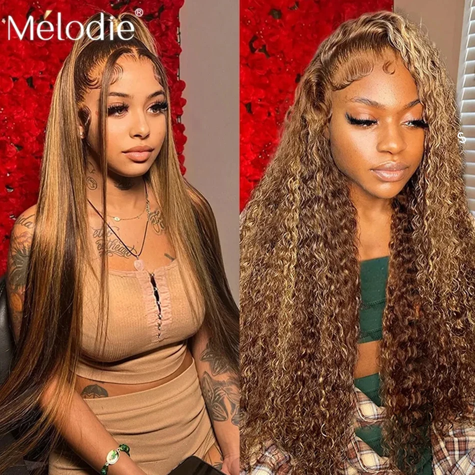 Human Hair Wigs Lace Front 30 40 Inches Ombre Straight Curly Deep Wave