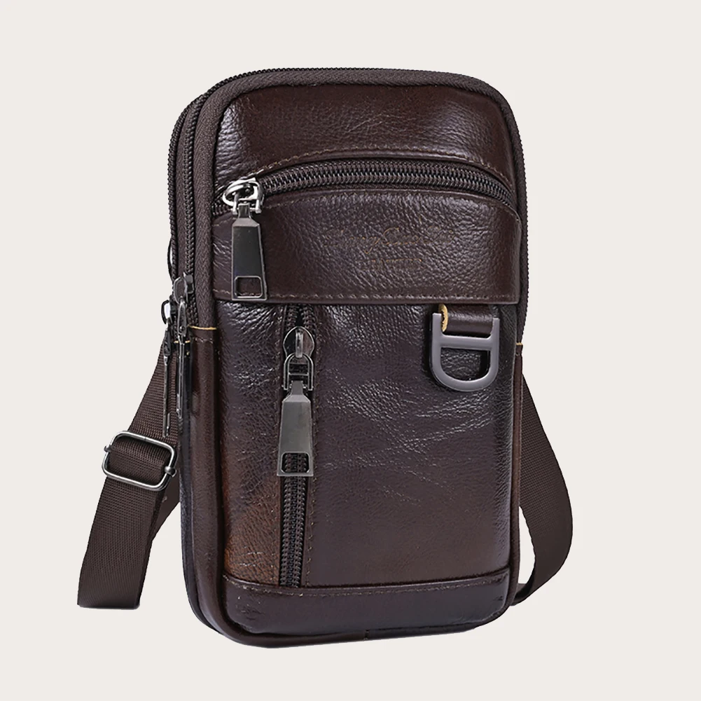 Men Stylish Crossbody Bag Waterproof Leather Simple Shoulder Bag Lightweight Vintage Waist Pouch Men Daily Sports Bag