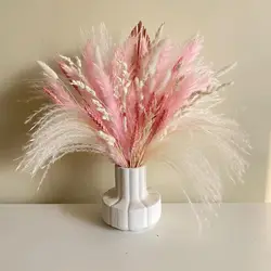 Pampas Grass Dried Flowers Bouquet Artificial Flowers Natural Palm Leaves Bunny Tails Dried Flowers Home Wedding Party Decor