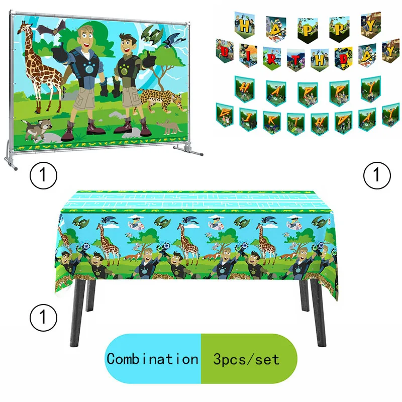 Wild Kratts Jungle Theme Birthday Party Ceremony Scene Layout Decorative Banner Spiral Honeycomb Pennant Disposable Items