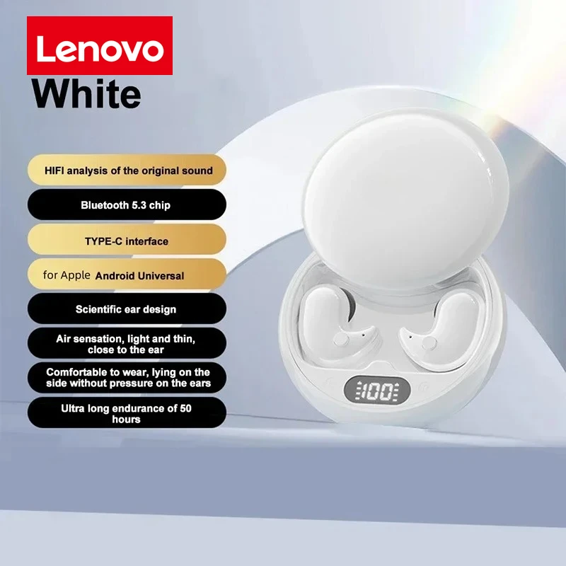 Lenovo Bluetooth 5 3 Wireless Earphones Stereo In Ear Invisible Sleep Earplugs Noise Cancelling Earphones Hi Fi Music Earphones, Alina Gadgets