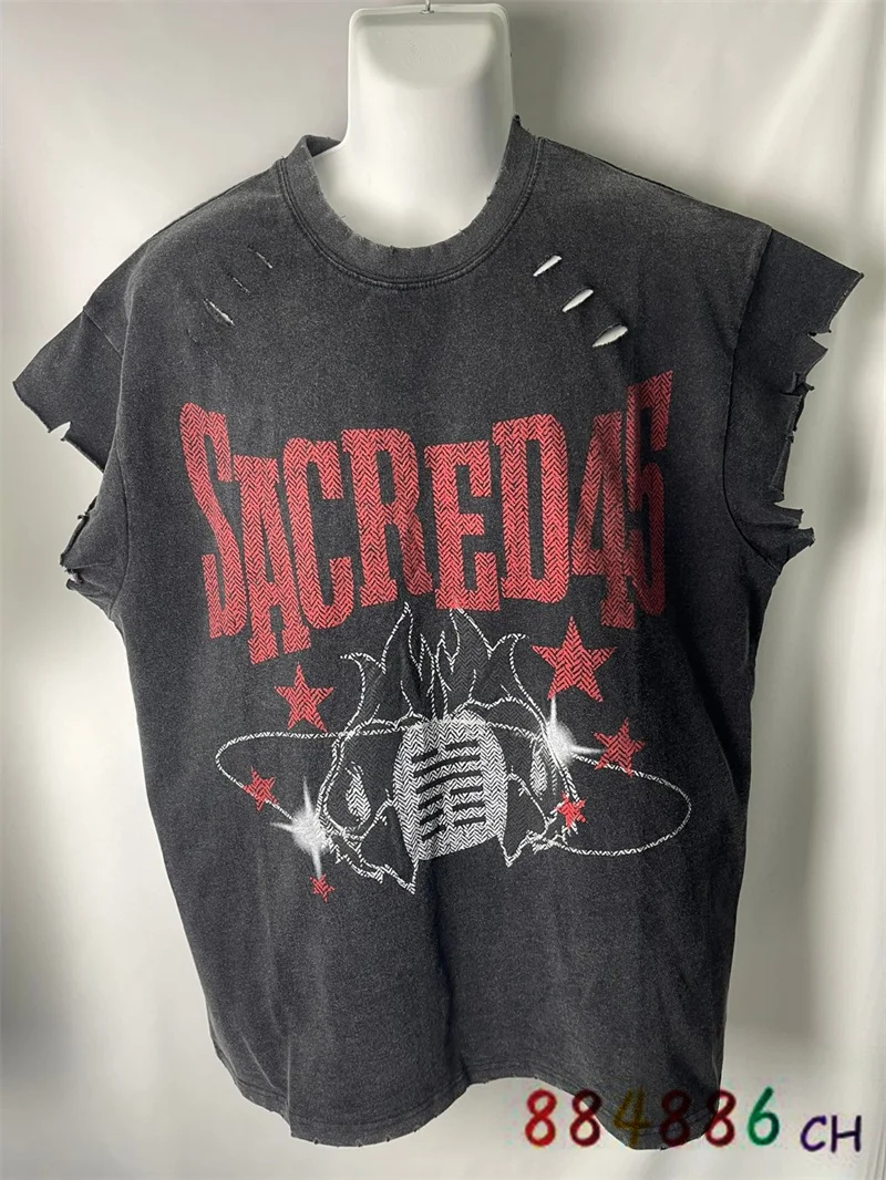 

Vintage Washed Damaged Tank Top Men's Summer Loose Sleeveless Sweetheart T-shirt Male Top