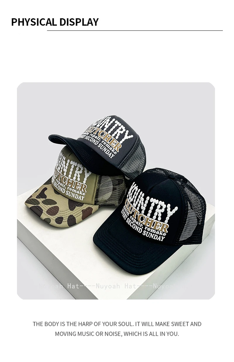 New Unisex Color Block 3D Printed Letters Baseball Hats Sunshade Hip Hop Breathable Street Trucker Caps Mesh Versatile Outdoor