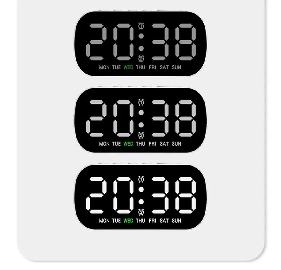 Elektronischer Wecker multifunktion ale LED-Bildschirm anzeige digitaler Wecker mit einstellbarer Helligkeit 12/24h Tisch uhr – Detail 6