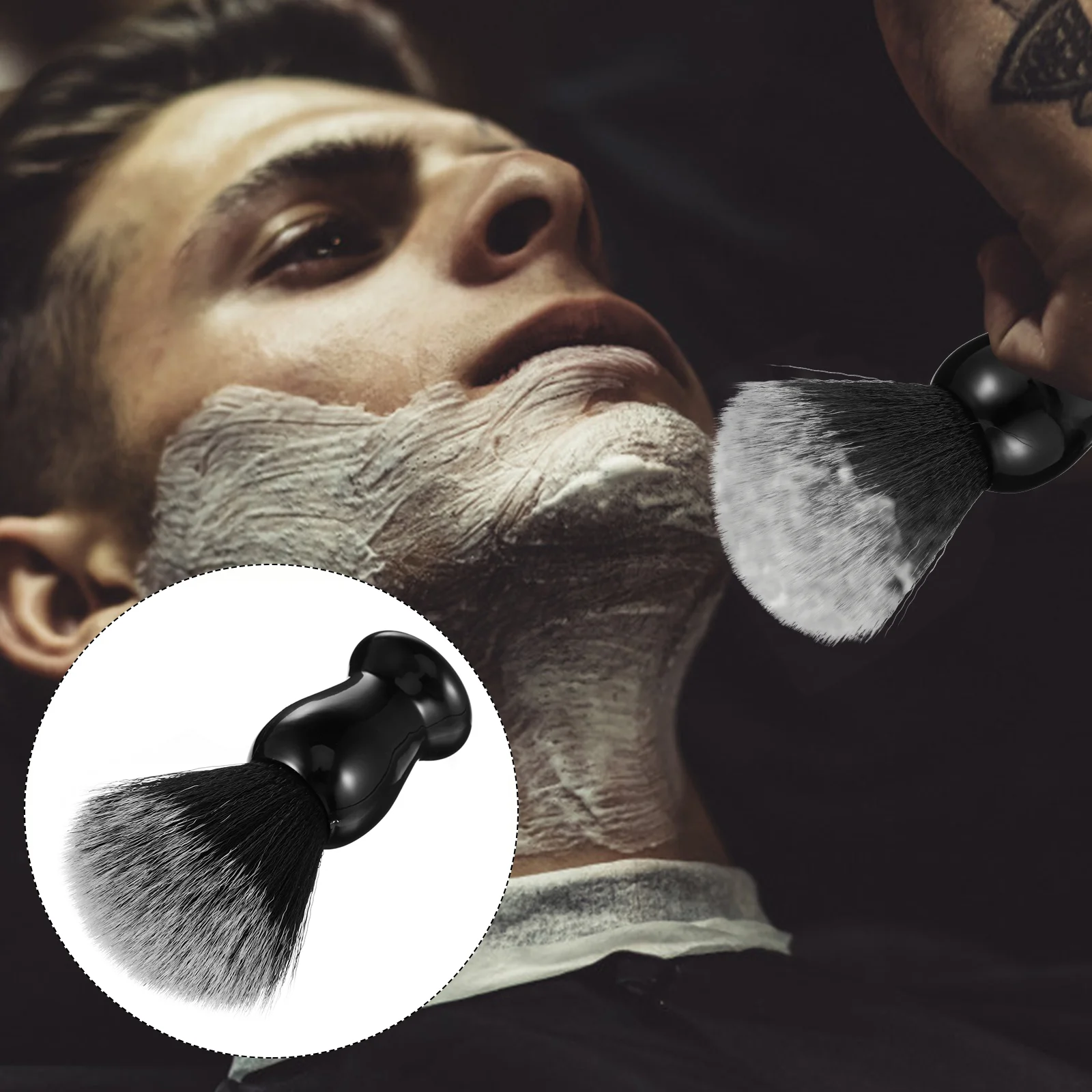 

Foam Beard Brush Cleaning Two-color Long Handle Barber Accessory Salon Grooming Man