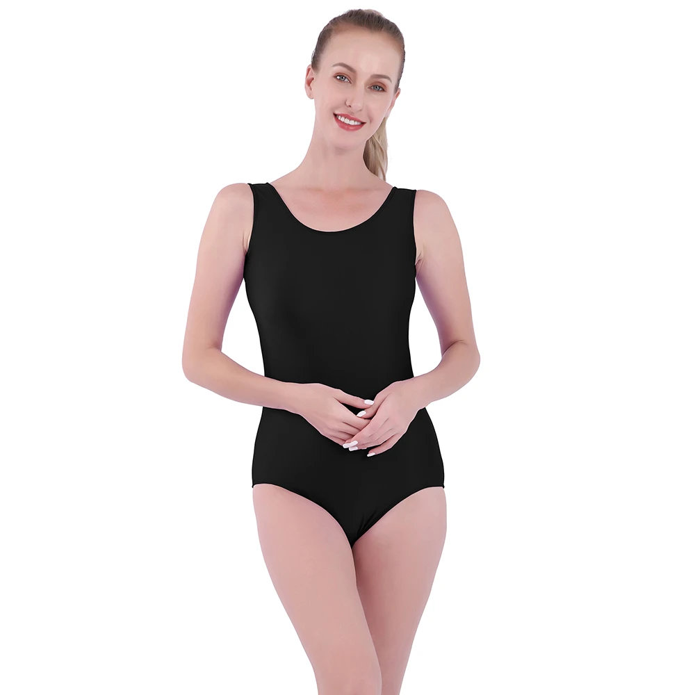 Speerise Women Black Tank Ballet Dance Plus Size Leotards Scoop Neck
