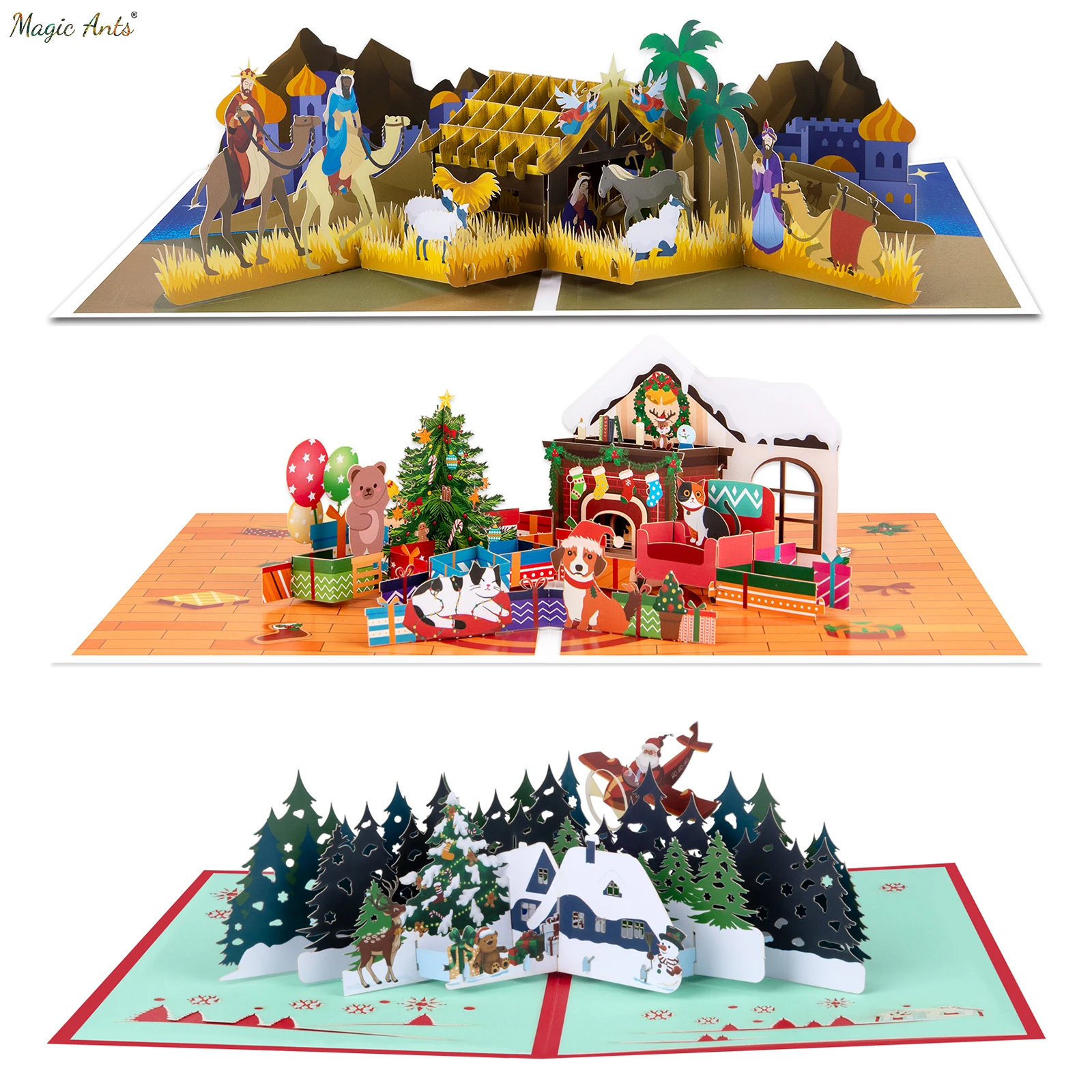 Pop Up Christmas Card 3D Holidays Greeting Cards New Year Card greeting cards