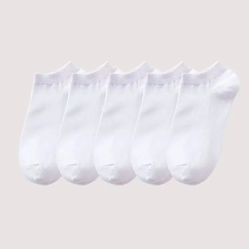 Business Boat Socks Black And White Solid Color Simple Men's Boat Socks Breathable And Comfortable Casual 10 pairs