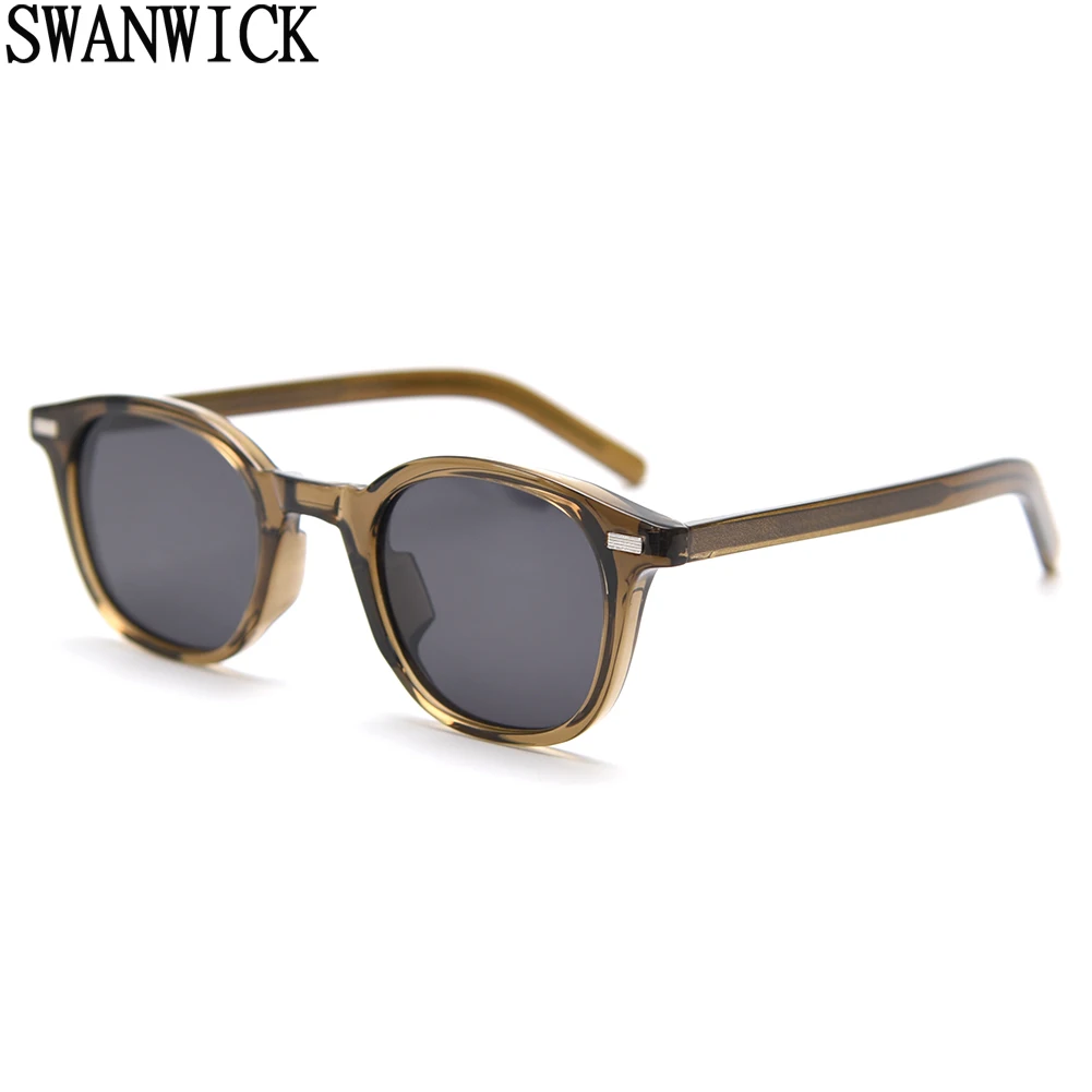 

Swanwick TR90 Korean style square sun glasses retro UV400 women polarized sunglasses for men acetate black brown 2023 gift items
