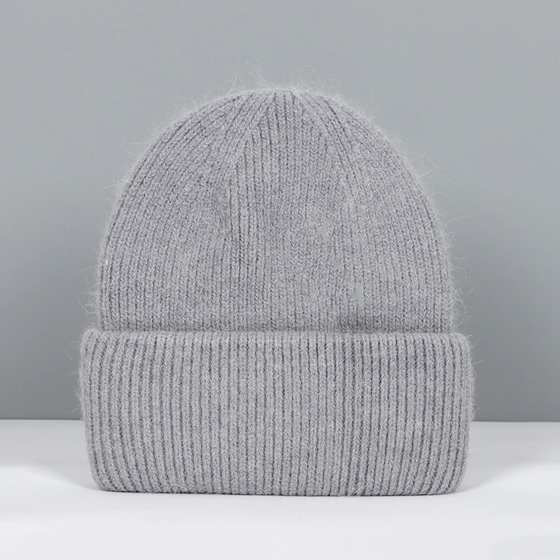Women's Fashionable Real Rabbit Fur Winter Beanie - Warm and Stylish Solid Hat